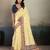 Printed floral ethnic motifs linen digital saree with blouse piece