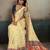 Printed floral ethnic motifs linen digital saree with blouse piece