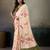 Printed floral ethnic motifs linen digital saree with blouse piece
