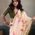 Printed floral ethnic motifs linen digital saree with blouse piece