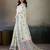 Printed floral ethnic motifs linen digital saree with blouse piece