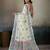 Printed floral ethnic motifs linen digital saree with blouse piece