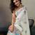 Printed floral ethnic motifs linen digital saree with blouse piece