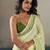Printed floral ethnic motifs linen digital saree with blouse piece