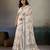 Printed floral ethnic motifs linen digital saree with blouse piece