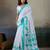Printed floral ethnic motifs linen digital saree with blouse piece