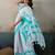 Printed floral ethnic motifs linen digital saree with blouse piece