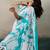 Printed floral ethnic motifs linen digital saree with blouse piece