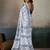 Printed floral ethnic motifs linen digital saree with blouse piece