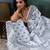 Printed floral ethnic motifs linen digital saree with blouse piece