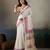 Printed floral ethnic motifs linen digital saree with blouse piece