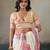 Printed floral ethnic motifs linen digital saree with blouse piece