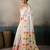 Printed floral ethnic motifs linen digital saree with blouse piece