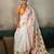 Printed floral ethnic motifs linen digital saree with blouse piece