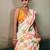 Printed floral ethnic motifs linen digital saree with blouse piece