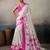 Printed floral ethnic motifs linen digital saree with blouse piece