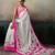 Printed floral ethnic motifs linen digital saree with blouse piece