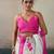 Printed floral ethnic motifs linen digital saree with blouse piece