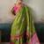 Printed floral ethnic motifs linen digital saree with blouse piece