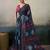 Printed floral ethnic motifs linen digital saree with blouse piece