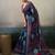 Printed floral ethnic motifs linen digital saree with blouse piece