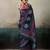 Printed floral ethnic motifs linen digital saree with blouse piece