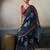 Printed floral ethnic motifs linen digital saree with blouse piece