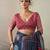 Printed floral ethnic motifs linen digital saree with blouse piece