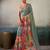 Printed floral ethnic motifs linen digital saree with blouse piece