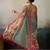 Printed floral ethnic motifs linen digital saree with blouse piece