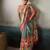 Printed floral ethnic motifs linen digital saree with blouse piece
