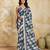 Printed floral ethnic motifs linen digital saree with blouse piece