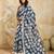 Printed floral ethnic motifs linen digital saree with blouse piece
