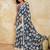 Printed floral ethnic motifs linen digital saree with blouse piece