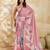 Printed floral ethnic motifs linen digital saree with blouse piece