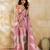 Printed floral ethnic motifs linen digital saree with blouse piece