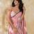 Printed floral ethnic motifs linen digital saree with blouse piece