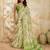 Printed floral ethnic motifs linen digital saree with blouse piece