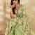 Printed floral ethnic motifs linen digital saree with blouse piece
