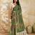 Printed floral ethnic motifs linen digital saree with blouse piece