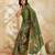 Printed floral ethnic motifs linen digital saree with blouse piece