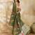 Printed floral ethnic motifs linen digital saree with blouse piece