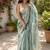 Printed floral ethnic motifs linen digital saree with blouse piece