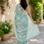 Printed floral ethnic motifs linen digital saree with blouse piece