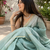 Printed floral ethnic motifs linen digital saree with blouse piece