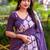 Printed floral ethnic motifs linen digital saree with blouse piece