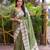 Printed floral ethnic motifs linen digital saree with blouse piece