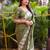 Printed floral ethnic motifs linen digital saree with blouse piece