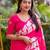 Printed floral ethnic motifs linen digital saree with blouse piece