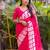 Printed floral ethnic motifs linen digital saree with blouse piece